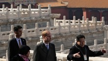 Prince William (2nd R) tours the Forbidden City in Beijing, March 2, 2015.