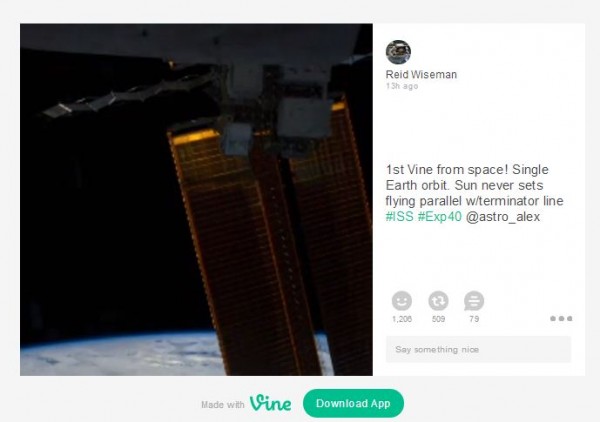 1st Vine from space