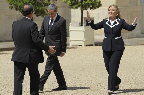 Laurent Stefanini with Hillary Clinton and Francois Hollande
