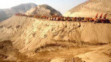 Bulldozing a mountain in Lanzhou