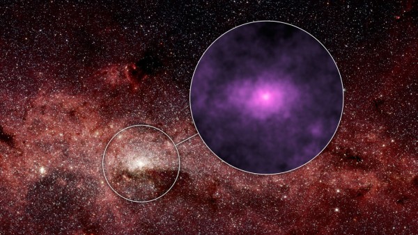 NASA's Nuclear Spectroscopic Telescope Array, or NuSTAR, has captured a new high-energy X-ray view (magenta, Figure 1) of the bustling center of our Milky Way galaxy. The smaller circle shows the area where the NuSTAR image was taken -- the very center of