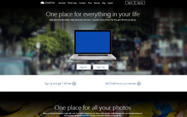 OneDrive home page
