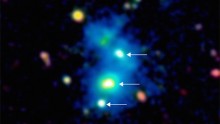 This quasar quartet are found inside a giant nebula that spans one million light years across.