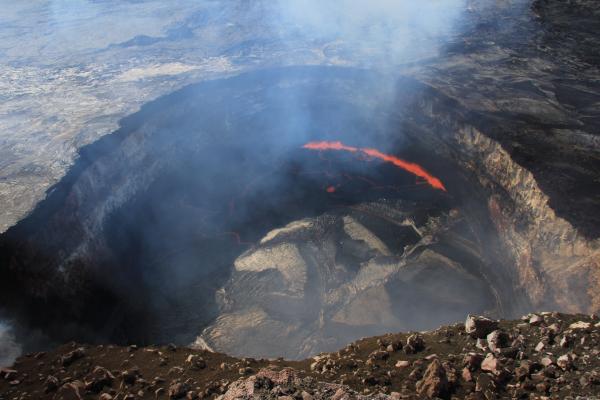 Kīlauea Volcano's summit lava lake continued to drop.