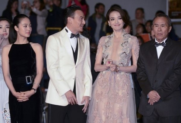 (From left) Cast members Yun Zhou, Chang Chen, and Shu Qi, and director Hou Hsiao-Hsien