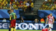 Referee Pedro Proenca red-carded Cameroon's Alex Song during the June 18 Cameroon-Croatia match.