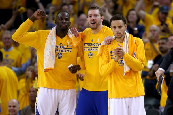 From L to R: Draymond Green, David Lee, and Stephen Curry