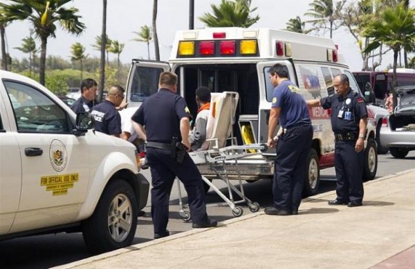 A 16-year-old boy is carried on a stretcher in Maui, Hawaii