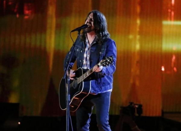 Musician Dave Grohl performs during the Concert for Valor on the National Mall
