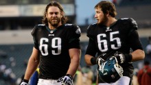 Evan Mathis (left) with Lane Johnson