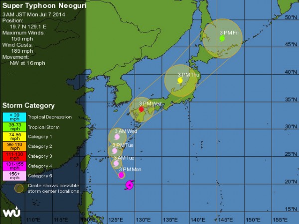 Neoguri now a super typhoon and continues to threaten Okinawa in Japan
