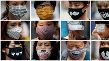 Combination picture shows people wearing masks between June 9 and June 16, 2015