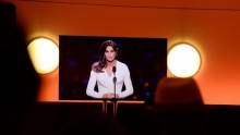 Caitlyn Jenner receives Arthur Ashe Courage Award at the 2015 ESPY Awards. A shot from the TV set at the press room.