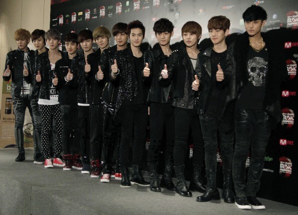 South Korean pop groups EXO-K and EXO-M, consisting of members from China and South Korea