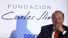 Mexican billionaire Carlos Slim in a presentation of digital platform