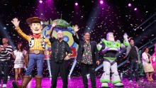 Disney and Pixar Presentation at D23 with Woody and Buzz of Toy Story.
