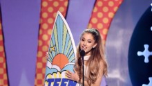 Recording artist Ariana Grande, winner of Best Female Artist onstage during FOX's 2014 Teen Choice Awards at The Shrine Auditorium on August 10, 2014 in Los Angeles, California. 