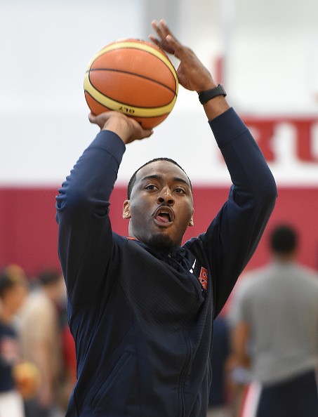 John Wall Taking A Jump Shot during a Team USA Practice on August 12, 2015 in Las Vegas, Nevada. 