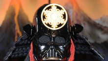 Japanese traditional doll maker Yoshitoku displays a Darth Vader mask during 'Star Wars Celebration Japan' on July 19, 2008 in Chiba, Japan. 