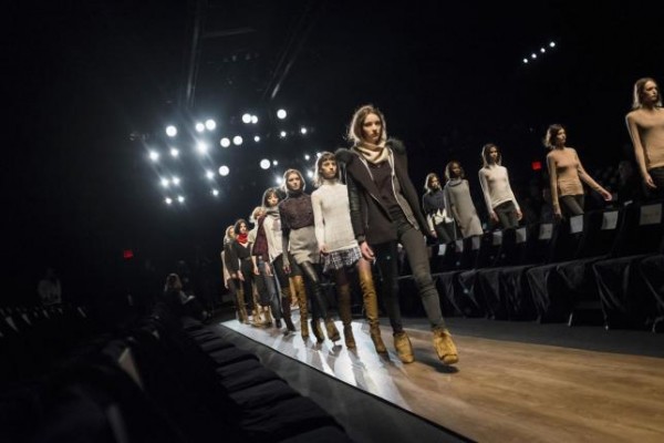 Models rehearse before the BCBG Max Azria Fall 2015 collection show during New York Fashion Week February 12, 2015.
