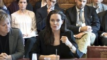 Actress Angelina Jolie speaks against sexual violence against women. 