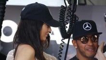 Mercedes Formula One driver Lewis Hamilton of Britain (R) and model Kendall Jenner 