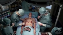 Evan Moore on the operating table is being attended by doctors in the last scene of 