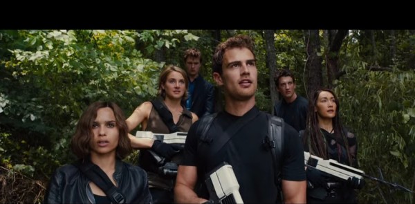 An "Allegiant" scene wherein Tris, Four, Caleb and the others are getting ready to go over the walls.