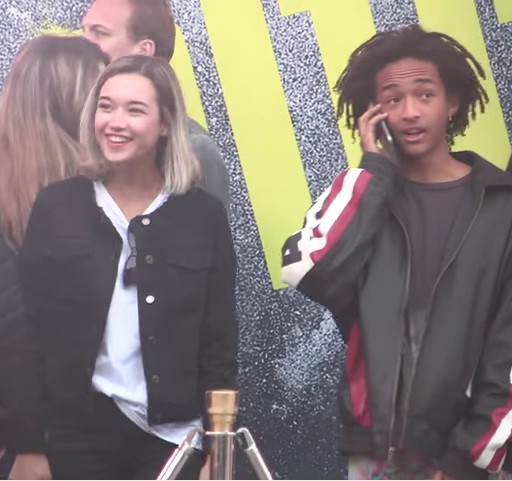 Jaden Smith and Sarah Snyder are seen together at the premiere of "Pitch Perfect 2".