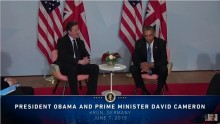 British Prime Minister and U.S. President have a bilateral meeting in Germany in June 2015.