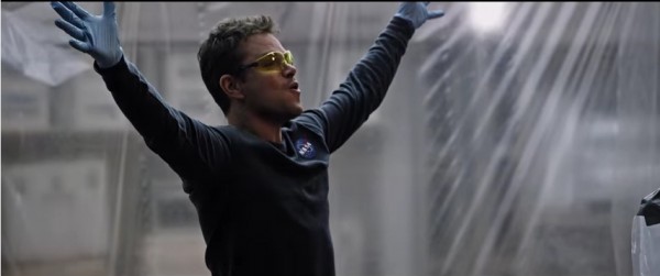 Mark Watney is elated in one of the "The Martian" scenes.