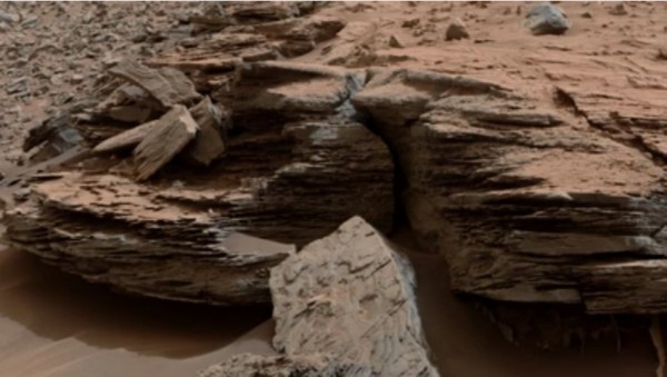 The Martian Mountain, Mount Sharp, is shown by MRO when it reached the peak in December 2014.