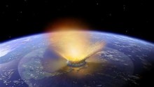 An Artist Depicts an Asteroid Hitting Earth