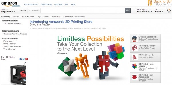 Amazon's new 3D printing store