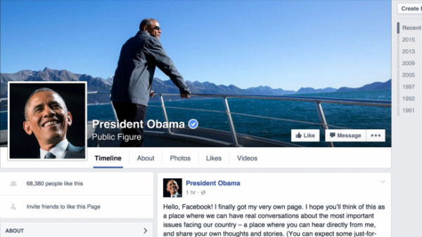 President Obama's official Facebook page