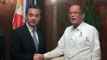 Philippine President Benigno Aquino meets with Chinese Foreign Minister Wang Yi