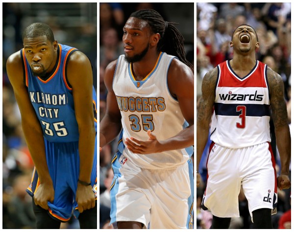 NBA Trade Rumors (from L to R): Kevin Durant, Kenneth Faried, and Bradley Beal.