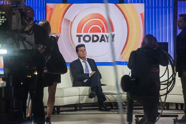 Charlie Sheen waits on the set of The Today Show