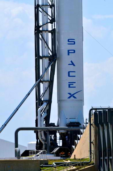  SpaceX rocket Falcon 9 sits on Pad 40 of the Cape Canaveral Air Force Station in Titusville, Florida.