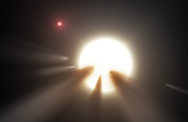 Alien megastructure? This illustration shows a star behind a shattered comet.