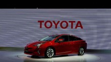 TOKYO, JAPAN - OCTOBER 28: Prius is displayed at the Toyota booth during the media preview ahed of The 44th Tokyo Motor Show 2015 at Tokyo Big Sight on October 28, 2015 in Tokyo, Japan.
