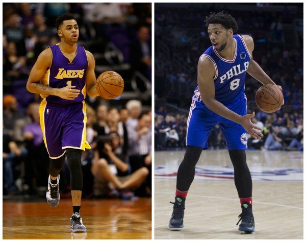 D'Angelo Russell (L) and Jahlil Okafor