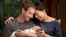 Facebook CEO Mark Zuckerberg and wife Priscilla Chan, together with daughter Max.