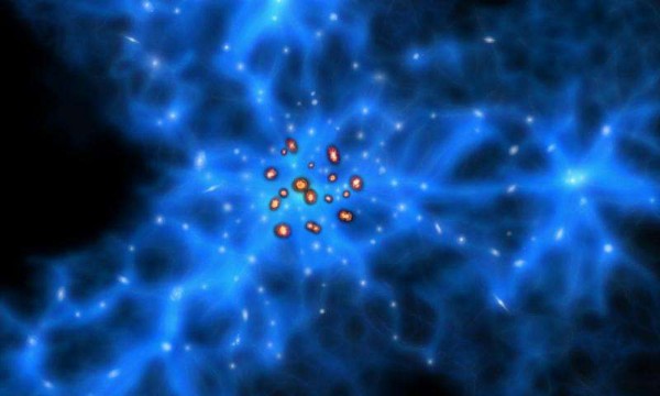 Monster galaxies are believed to form inside dark matter webs.
