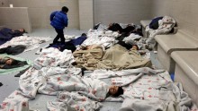 Border Crisis, children sleep at a detention facility in Brownsville, Texas.