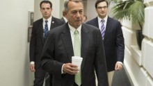Border Crisis, Speaker of the House John Boehner (R-OH) arrives for a Republican meeting at the Capitol, Washington, August 1, 2014.