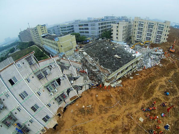 Aerial view of the tragic landslide that hit Shenzhen, China