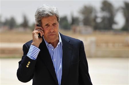 U.S. Secretary of State John Kerry at Mafraq Airbase in Jordan, July 18, 2013.