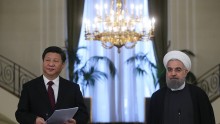 President of China Xi Jinping (Left) and President of Iran Hassan Rouhani (Right) During Press Conference at Sadabad Complex in Tehran, on Saturday, 23rd January, 2016. 