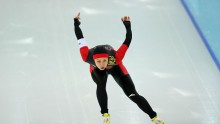 Chinese speed skater Zhang Hong in action during the 2014 Sochi Winter Olympics